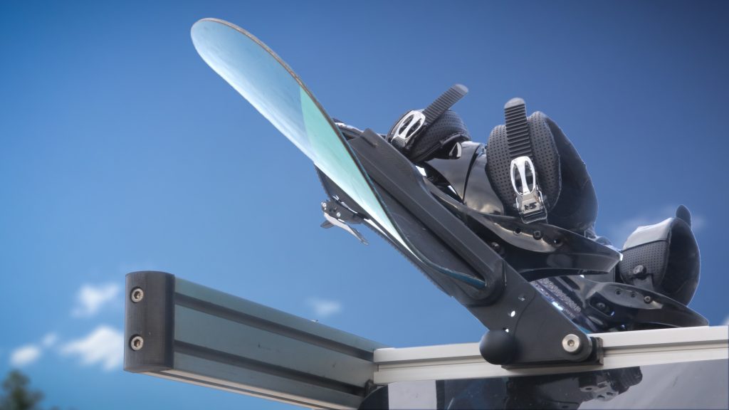 Snowboard rack produced on Diabase H-Series Hybrid 3D printer, partially machined from ABS flat stock then built up to final shape with extruded ABS filament. (Image courtesy Diabase Engineering)