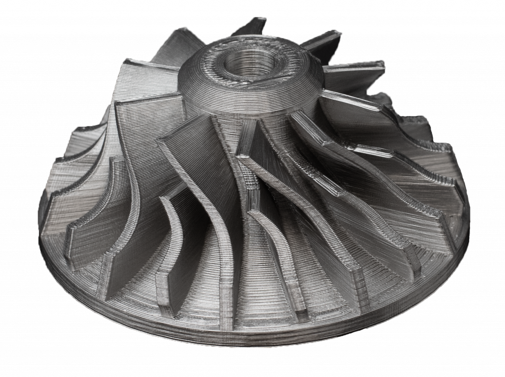 Metal impeller additively manufactured in 17-4 PH stainless steel on a Markforged Metal X printer. (Image courtesy Markforged)