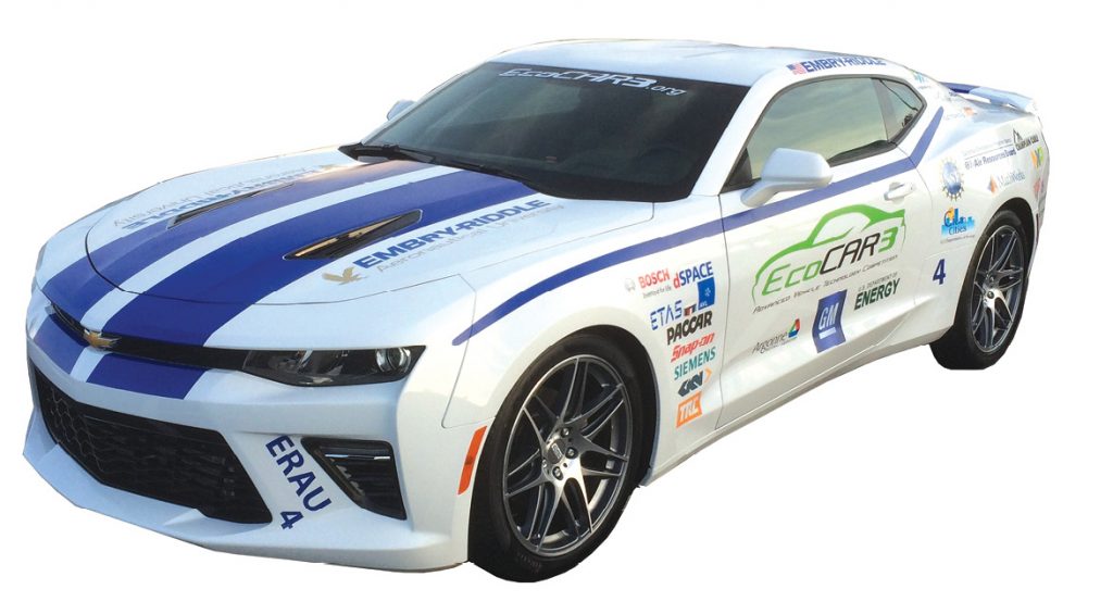 The EcoCAR competition gives engineering students at Embry-Riddle Aeronautical University a chance to apply multidisciplinary design principles. Image Courtesy of Embry-Riddle.
