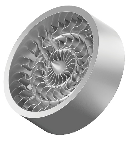 Direct metal laser sintering enables the creation of complex internal channels. Image courtesy of Proto Labs.