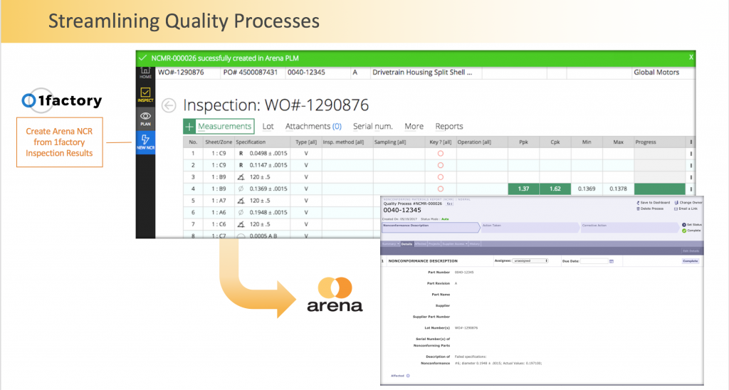 Arena’s partnership with 1Factory enables quality control processes that could be tapped to enhance sustainability and end-of-life processes. Image courtesy of Arena Solutions.