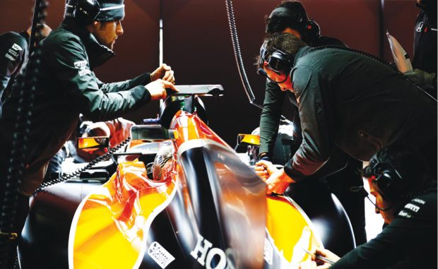 McClaren F1 team engineers prep for testing. Image courtesy of McLaren Racing and Stratasys.