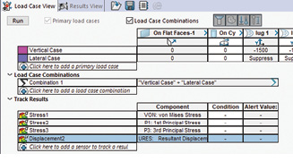Fig. 5: The load case manager showing two load cases and a combinational load case setup.