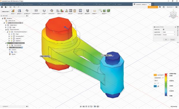 The Simulation workspace includes tools for using finite element analysis to investigate performance.
