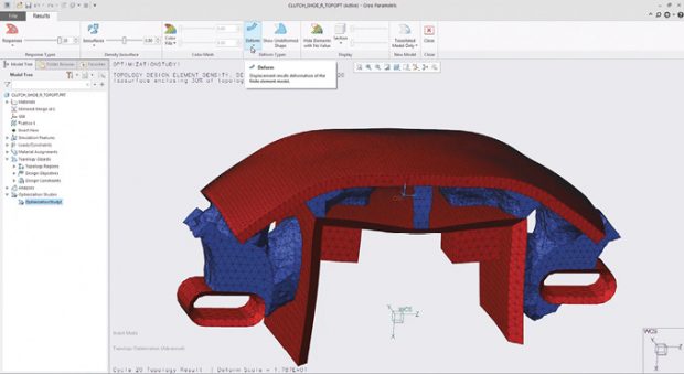Topology optimization automates the creation of optimized parts, creating the right design based on objectives and constraints.