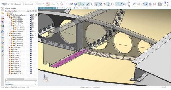Siemens PLM Software’s Syncrofit allows the ability to specify the areas of lightweight materials that are bonded with adhesives. The information can be transferred to NX CAD and simulation software for further analysis. Images courtesy of Siemens PLM.