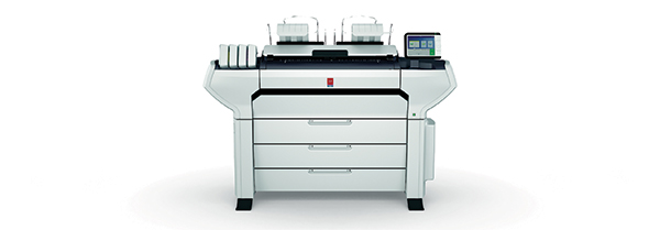 The new Océ ColorWave 3000 series of large-format monochrome and color printing systems from Canon U.S.A. incorporate a number of patented technologies designed to help users save time and costs while increasing productivity. Shown here is the Océ ColorWave 3700 with Océ MediaSense technology, which automatically adjusts the gap between the imaging device and media without manual adjustments. Image courtesy of Canon U.S.A. Inc.